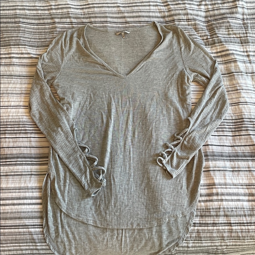 BKE Heather Gray Striped Top